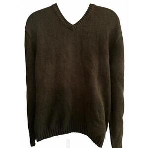 J.Crew Olive Green Cotton V-Neck Sweater Medium